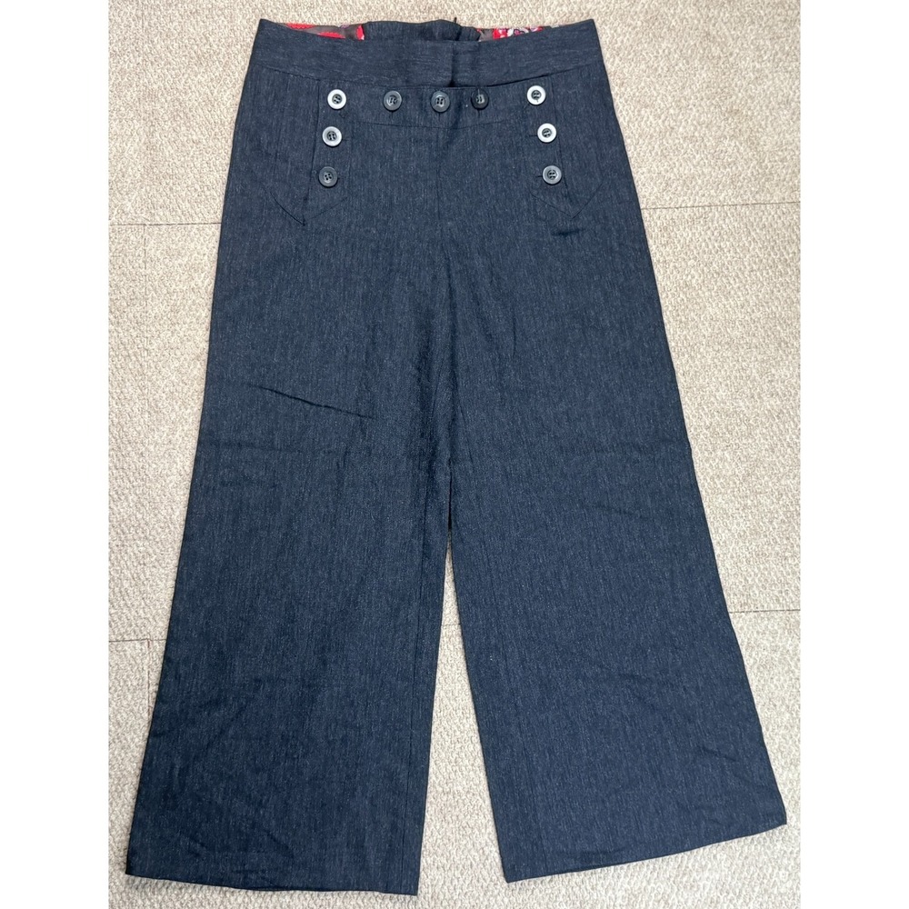 Diane Von Furstenberg Women's Lace Up Back Wool Blend Casual Pants Size 8